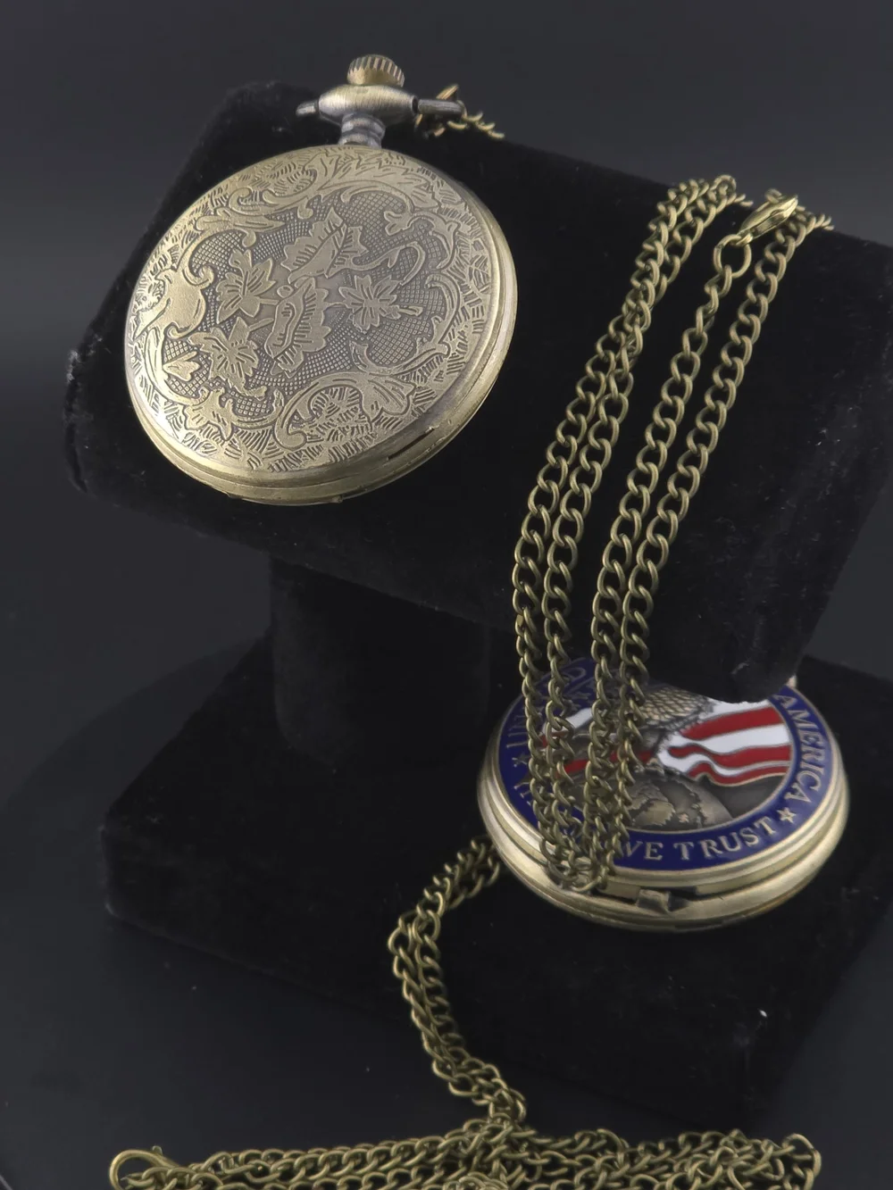 Patriotic Eagle Pocket Watch - Blue and Gold Finish